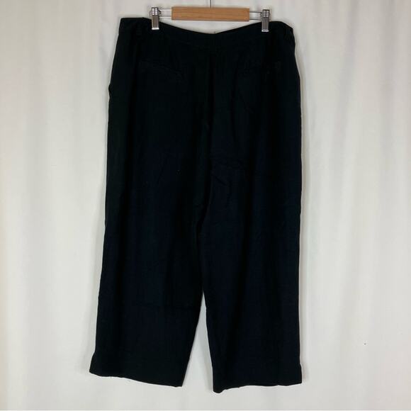 Larry Levine | Black Linen Blend Wide Leg Capri Pants 12 - Picture 4 of 4